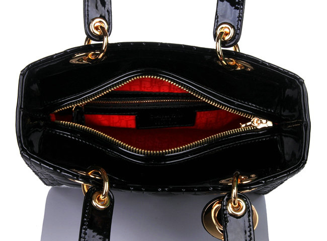lady dior patent leather bag 6322 black with gold hardware - Click Image to Close